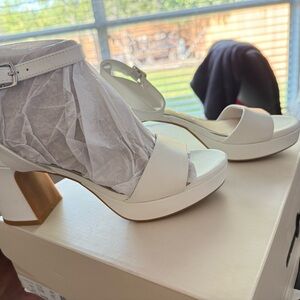 Copper Key White Block Heel Sandals